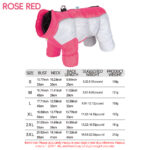 Waterproof reflective four-legged dog coat with thick insulation and warmth. Pet jacket with a leash hook