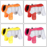 Waterproof reflective four-legged dog coat with thick insulation and warmth. Pet jacket with a leash hook