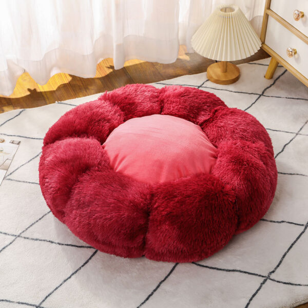Colorful Long-Pile Plush Pet Nest in Petal Shape