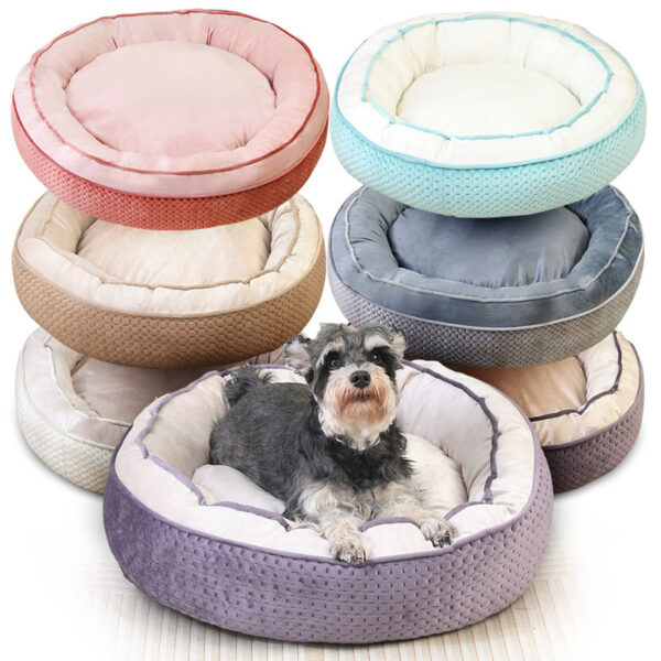Embossed Hand - sewn Round Pet Bed