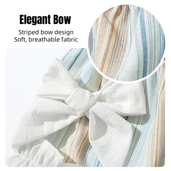 Striped Lady Bow Strap Dress