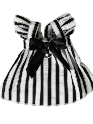 princess Hepburn-style dress with large bowknots and stripes