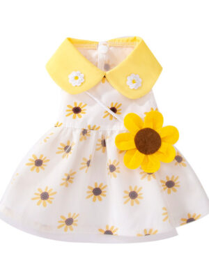 Dress with 3D Flower and Sunflower Crossbody Bag
