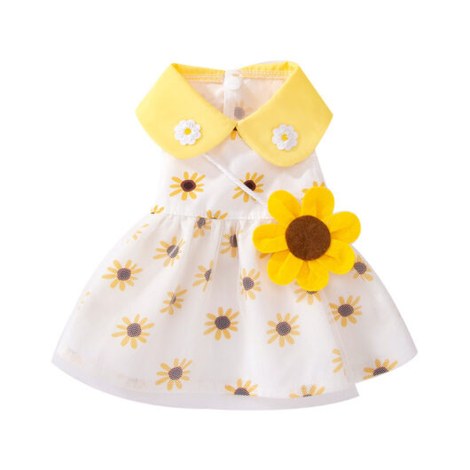 Dress with 3D Flower and Sunflower Crossbody Bag